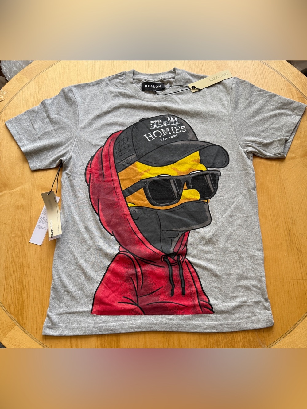 Reason Homies New York Graphic T-Shirt NWT Gray Large Streetwear Cartoon Tee